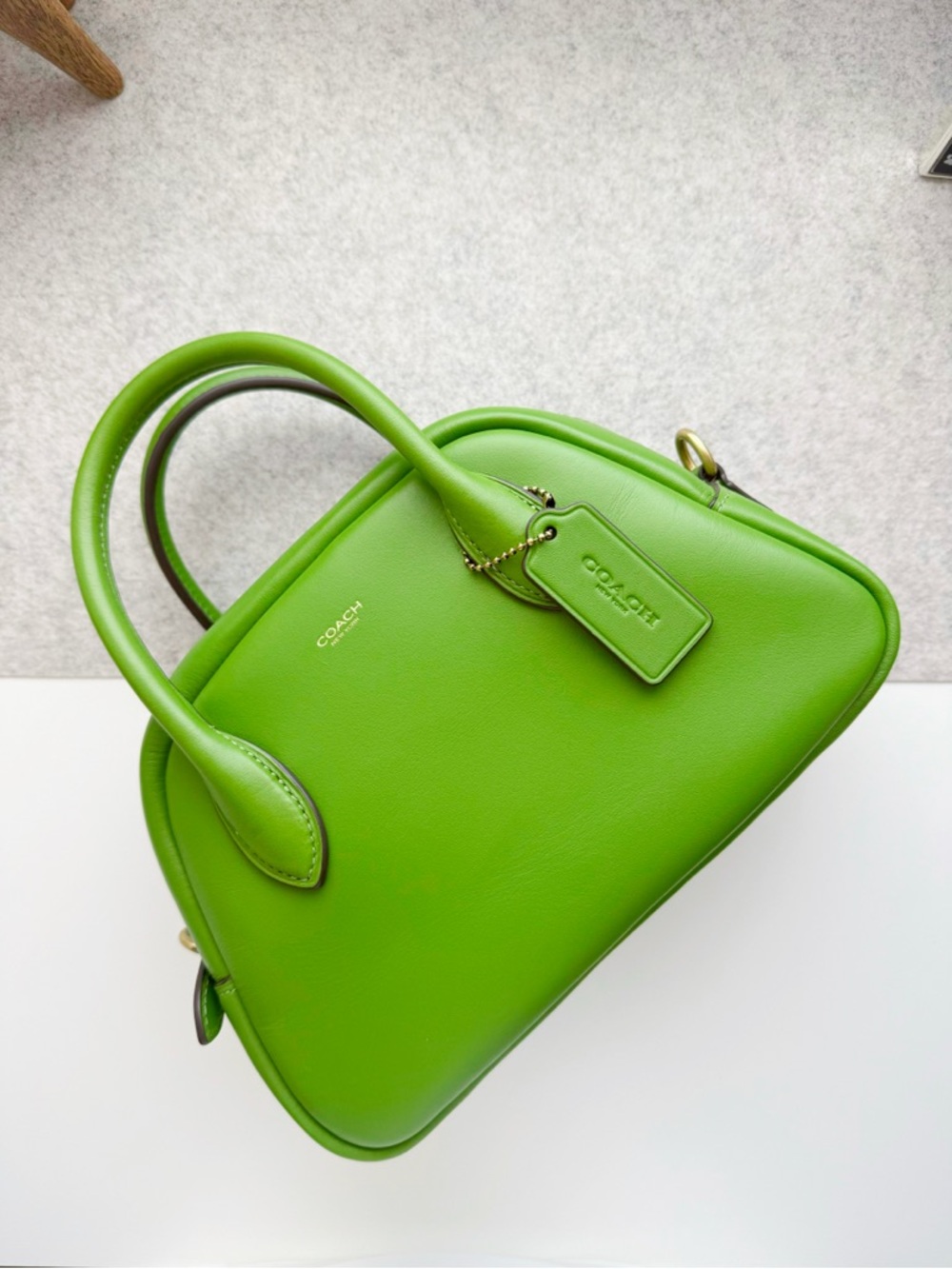 Coach Borough Bowling Bag in Dark Lime - Picture 2 of 8